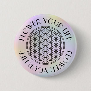 Flower Of Life / Blume des Lebens - plain black 2 Inch Round Button