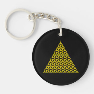 Flower Of Life / Blume des Lebens - pyramid gold Keychain