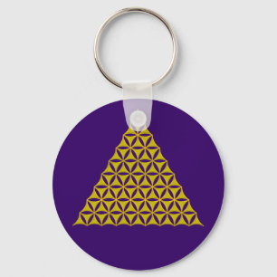 Flower Of Life / Blume des Lebens - pyramid gold Keychain