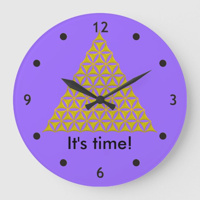 Flower Of Life / Blume des Lebens - pyramid gold Large Clock (Front)