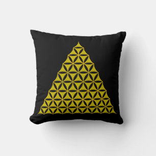 Flower Of Life / Blume des Lebens - pyramid gold Throw Pillow