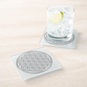 Flower Of Life / Blume des Lebens - shiny crystal Glass Coaster