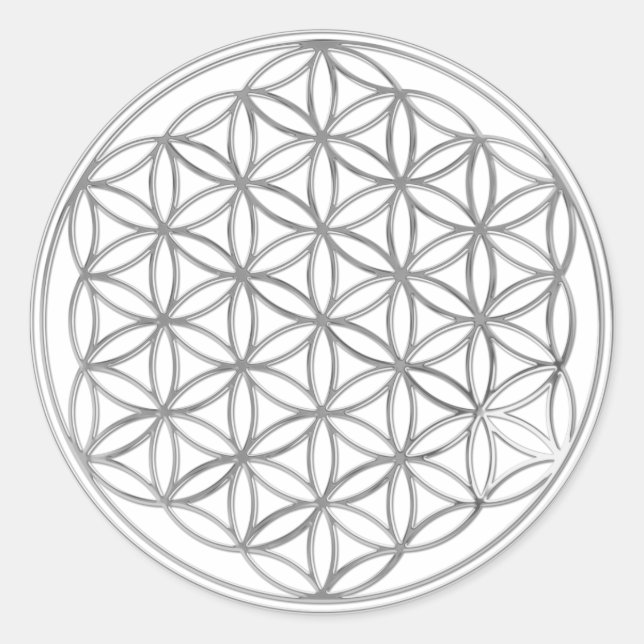 Flower Of Life / Blume des Lebens - silver Classic Round Sticker (Front)