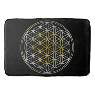 Flower Of Life / Blume des Lebens - silver gold Bath Mat