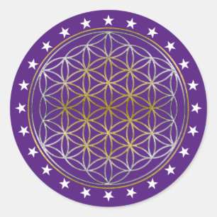 Flower Of Life / Blume des Lebens - silver gold Classic Round Sticker