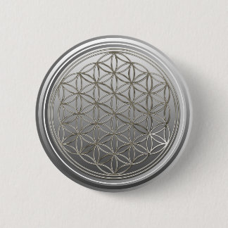 Flower Of Life / Blume des Lebens - SILVER grey 2 Inch Round Button