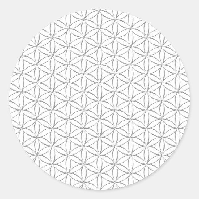 Flower of Life / Blume des Lebens - silver pattern Classic Round Sticker (Front)