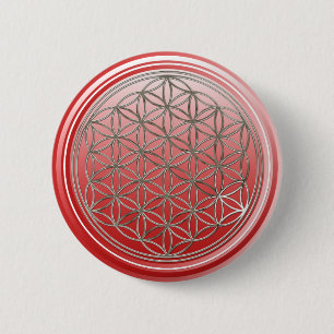 Flower Of Life / Blume des Lebens - SILVER red 2 Inch Round Button