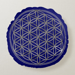 Flower Of Life / Blume des Lebens - SILVER Round Pillow