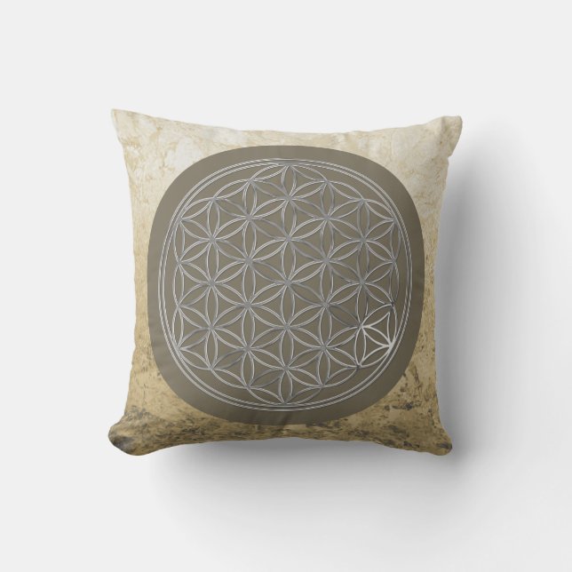 Flower Of Life / Blume des Lebens - SILVER Throw Pillow (Front)