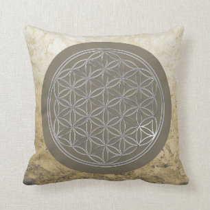 Flower Of Life / Blume des Lebens - SILVER Throw Pillow