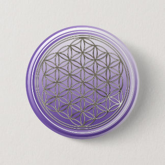 Flower Of Life / Blume des Lebens - SILVER violet 2 Inch Round Button