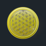 Flower Of Life / Blume des Lebens - SILVER yellow 2 Inch Round Button<br><div class="desc">Spirit Symbol Design by EDDA Fröhlich | The Flower of Life (Blume des Lebens) is the original language of the universe; shapes,  geometry,  numbers and proportions. It radiates harmony and perfection of the holy geometry and stands for infinity and perfect order.</div>