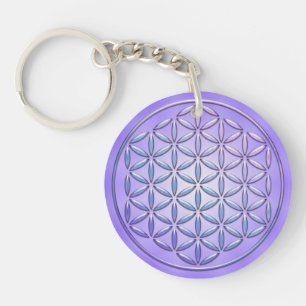 Flower of Life / Blume des Lebens - stamp violet Keychain