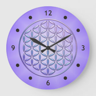 Flower of Life / Blume des Lebens - stamp violet Large Clock