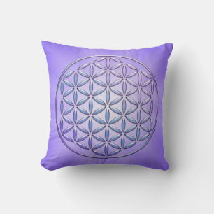 Flower of Life / Blume des Lebens - stamp violet Throw Pillow