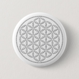 Flower Of Life / Blume des Lebens - stamp white 2 Inch Round Button