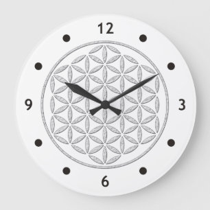 Flower Of Life / Blume des Lebens - stamp white Large Clock
