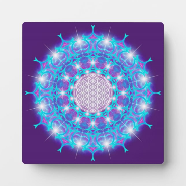 FLOWER OF LIFE/Blume des Lebens Stars Mandala Plaque (Front)
