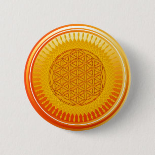 Flower Of Life / Blume des Lebens - SUNNY orange 2 Inch Round Button