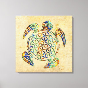 Flower of Life / Blume des Lebens - turtle coloure Canvas Print
