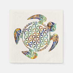 Flower of Life / Blume des Lebens - turtle coloure Napkin