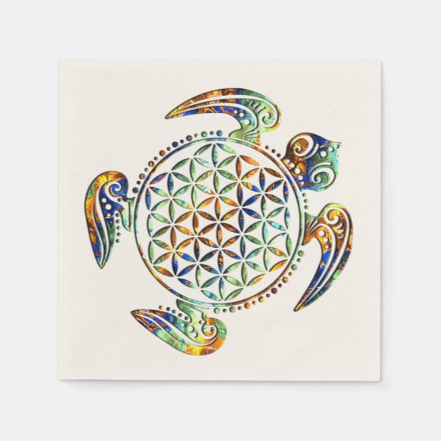 Flower of Life / Blume des Lebens - turtle coloure Napkin (Front)
