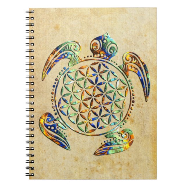 Flower of Life / Blume des Lebens - turtle coloure Notebook (Front)