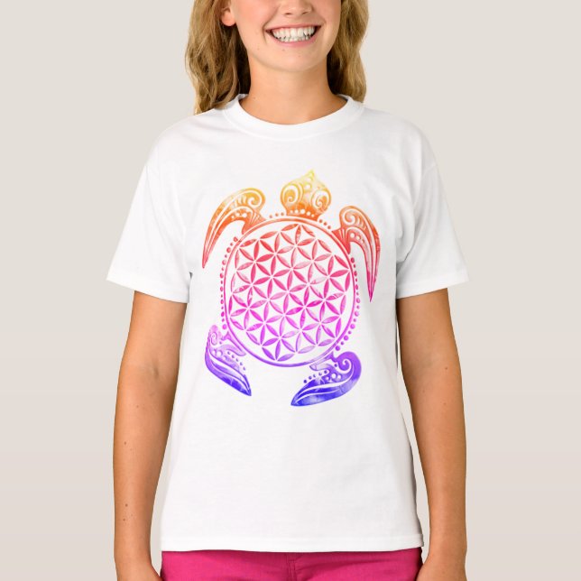 Flower of Life / Blume des Lebens - turtle coloure T-Shirt (Front)