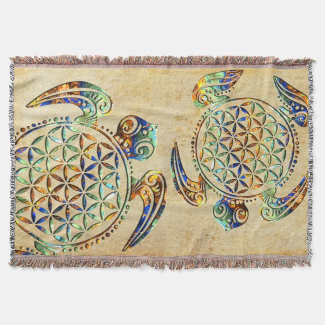 Flower of Life / Blume des Lebens - turtle coloure Throw Blanket (Front)