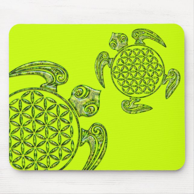 Flower of Life / Blume des Lebens - turtle green Mouse Pad (Front)