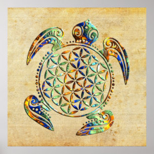 Flower of Life / Blume des Lebens - turtle Poster