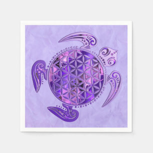 Flower Of Life / Blume des Lebens - turtle purple Napkin