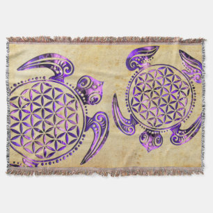 Flower of Life / Blume des Lebens - turtle purple Throw Blanket