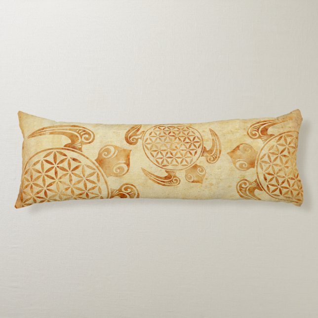 Flower of Life / Blume des Lebens - turtle stone Body Pillow (Front)