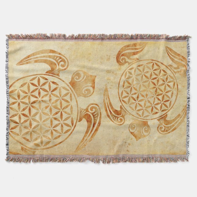 Flower of Life / Blume des Lebens - turtle stone Throw Blanket (Front)