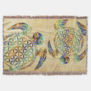 Flower of Life / Blume des Lebens - turtle Throw Blanket