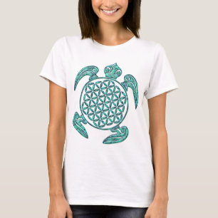 Flower of Life / Blume des Lebens turtle turquoise T-Shirt