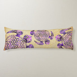 Flower of Life / Blume des Lebens - turtle violet Body Pillow