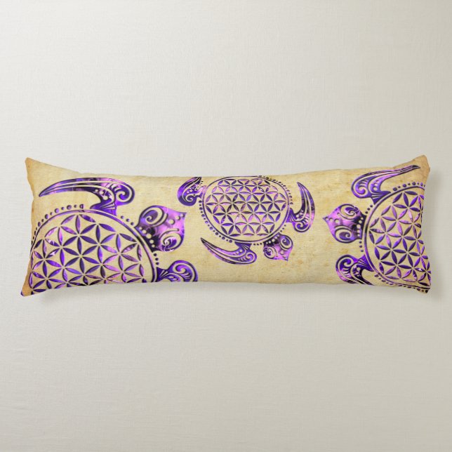 Flower of Life / Blume des Lebens - turtle violet Body Pillow (Front)