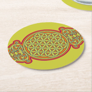 Flower of Life / Blume des Lebens - vintage VII Round Paper Coaster