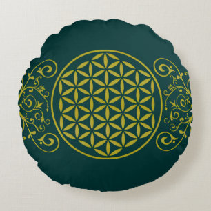 Flower of Life / Blume des Lebens - vintage XII Round Pillow