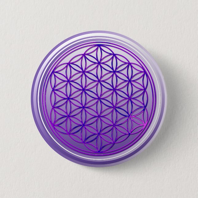 Flower Of Life / Blume des Lebens - violet 2 Inch Round Button (Front)
