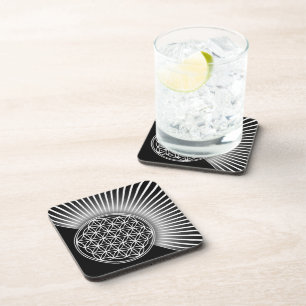 Flower of Life / Blume des Lebens - white flat Coaster