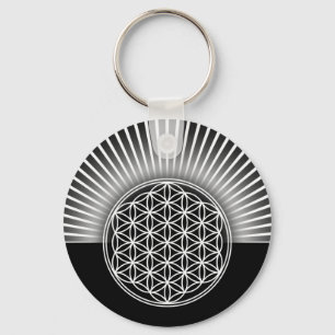 Flower of Life / Blume des Lebens - white flat Keychain