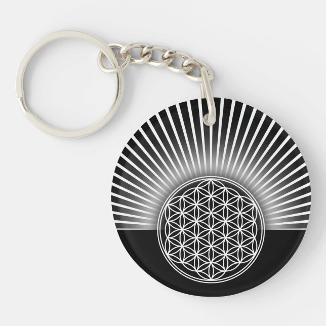 Flower of Life / Blume des Lebens - white flat Keychain (Front)