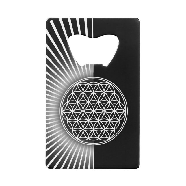Flower of Life / Blume des Lebens - white flat Wallet Bottle Opener (Front)