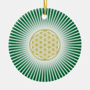 Flower Of Life / Blume des Lebens - white rays Ceramic Ornament