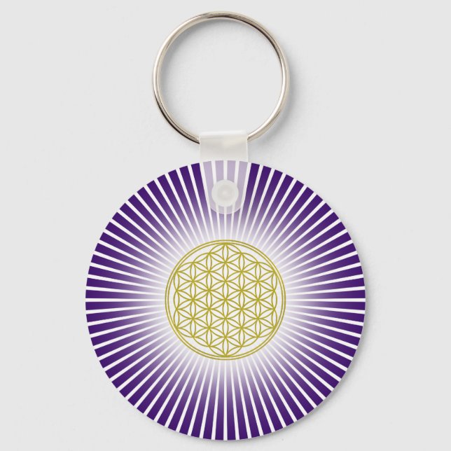 Flower Of Life / Blume des Lebens - white rays Keychain (Front)