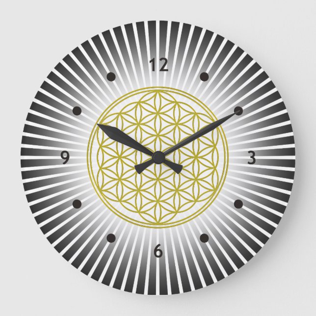 Flower Of Life / Blume des Lebens - white rays Large Clock (Front)